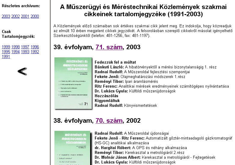 Mszergyi s Mrstechnikai Kzlemnyek