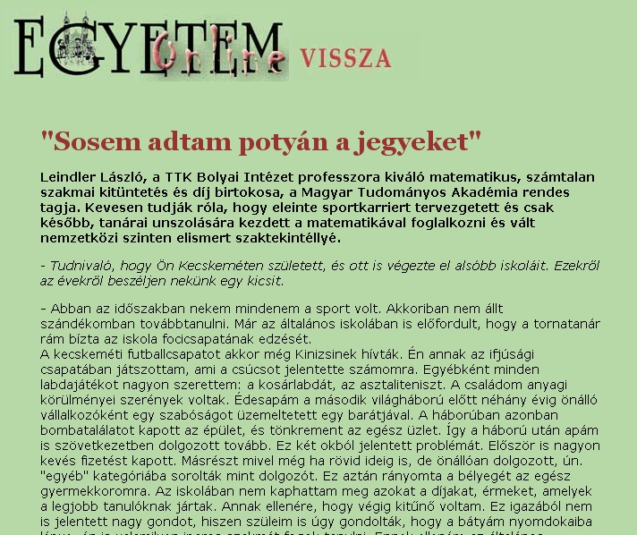 Egyetem, 2005-10-04