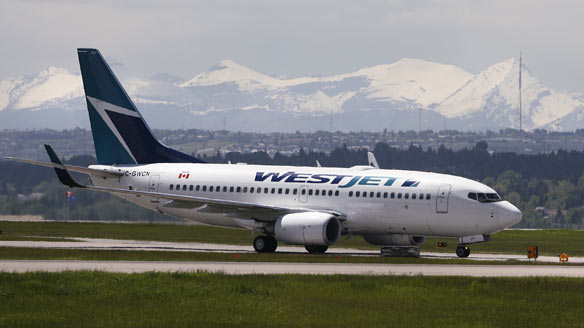 Egy WestJet gép Calgary-ban.