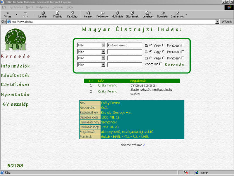 Magyar letrajzi Index