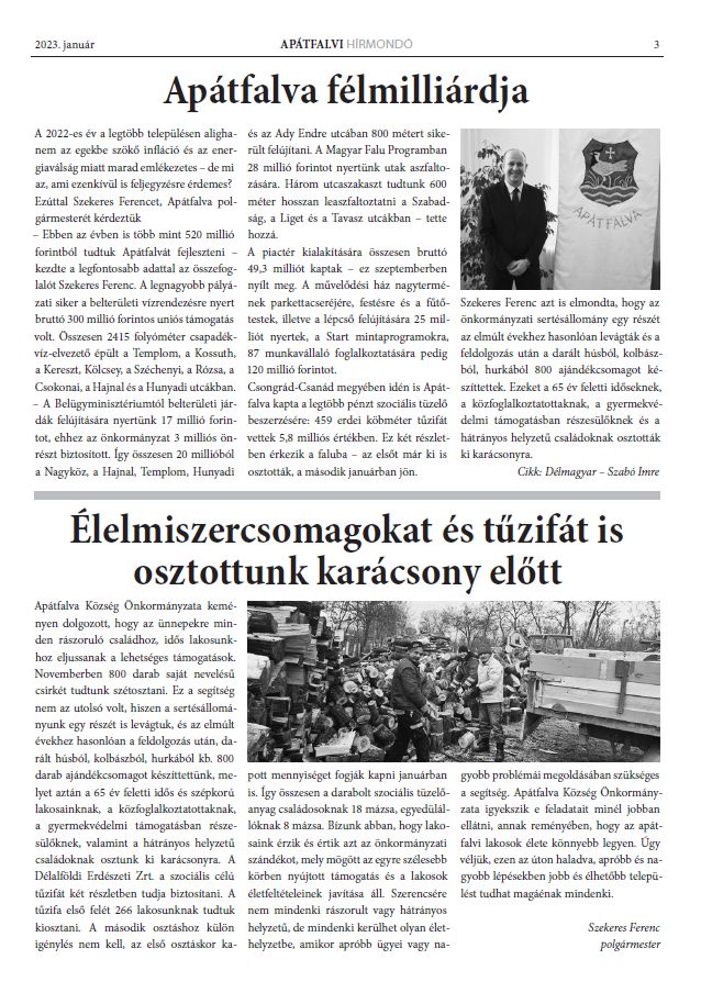 Aptfalvi hrmond magazin 2023.01.18.